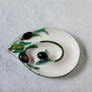 Olive serving appetizer dipping dish holes for toothpicks made in Italy